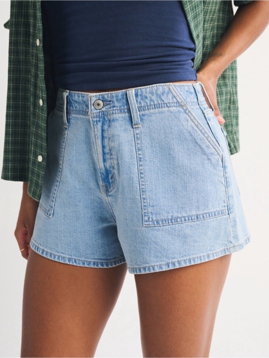 Abercrombie & Fitch Pants - Abercrombie Curve Love High Rise Linen Blend Denim Short